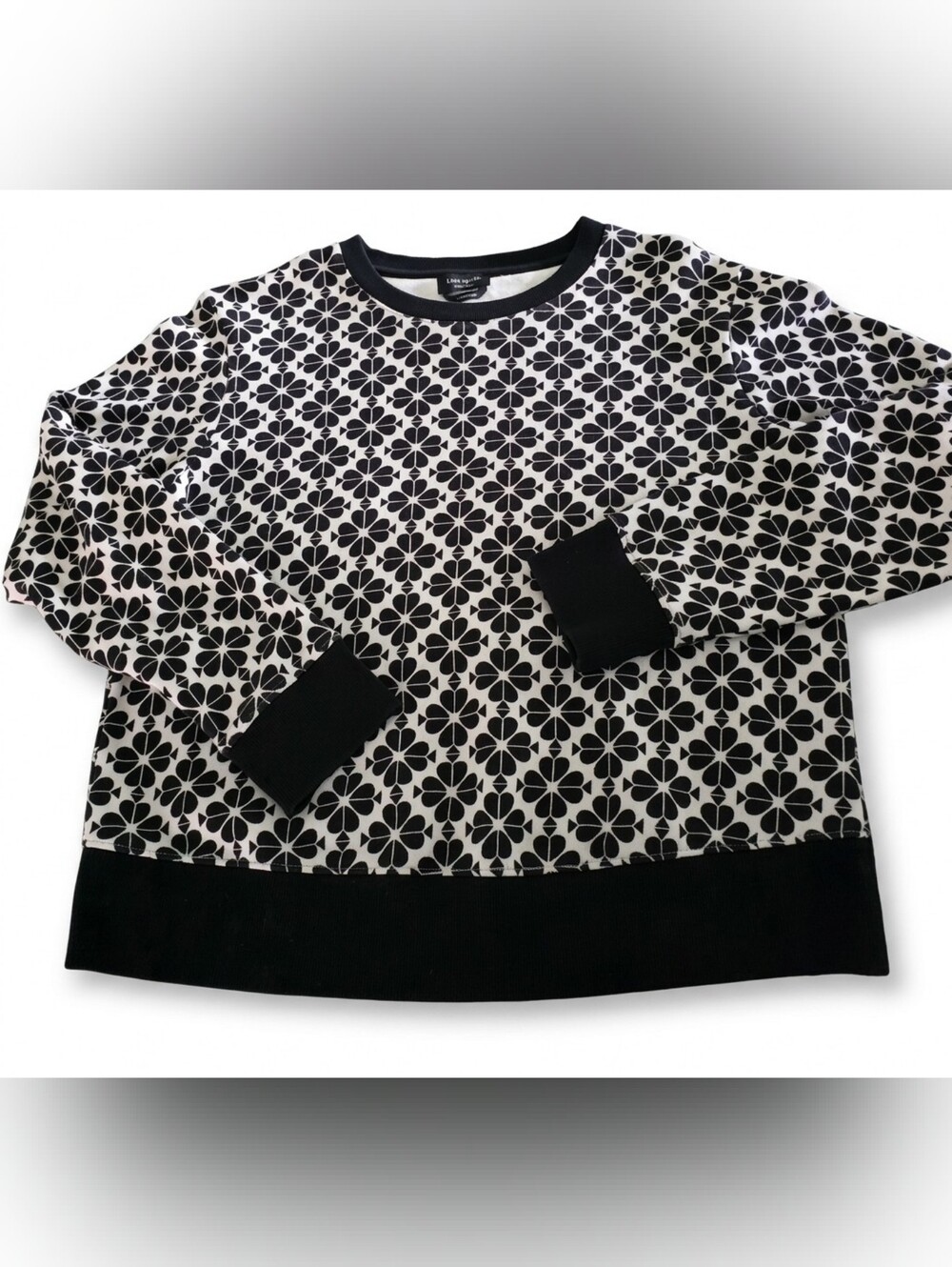 Kate Spade Black & White Geometric Crewneck Sweater Sz Small